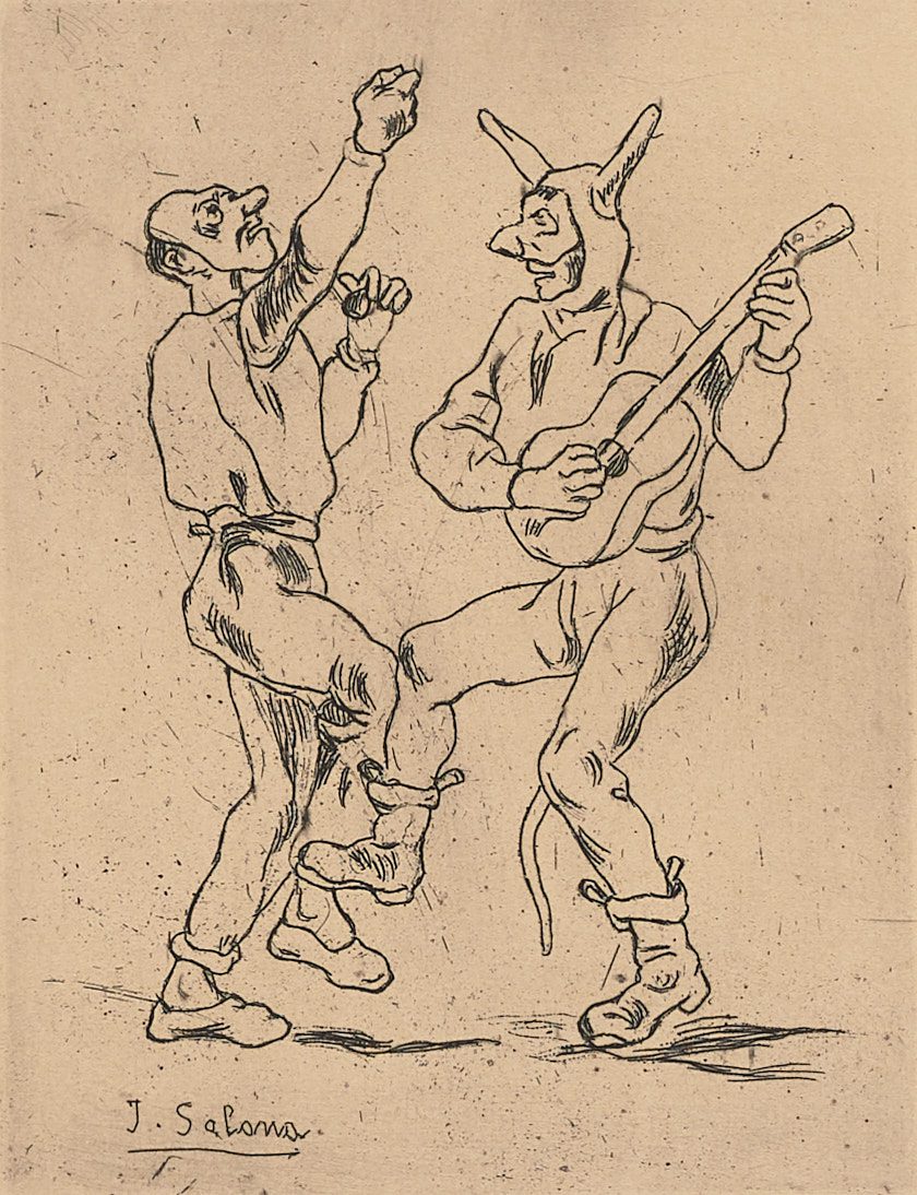 Máscaras bailando con guitarra (Nº 17), José Gutiérrez Solano