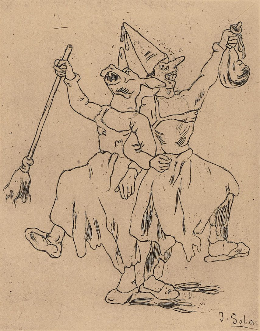 Máscaras bailando cogidas del brazo (Nº 19), José Gutiérrez Solano