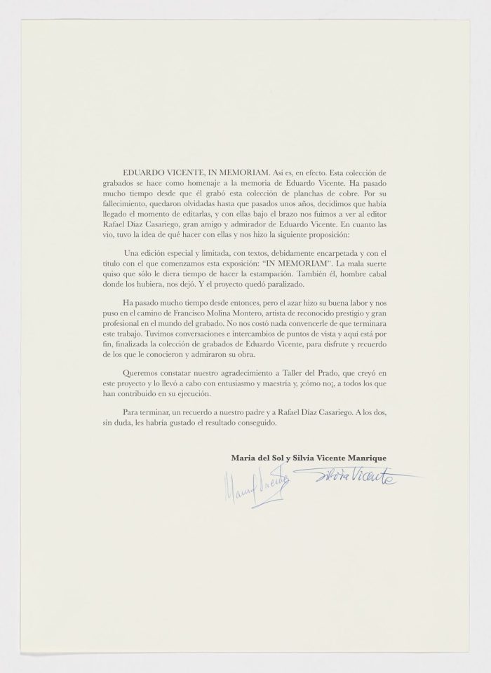 In Memoriam, Eduardo Vicente