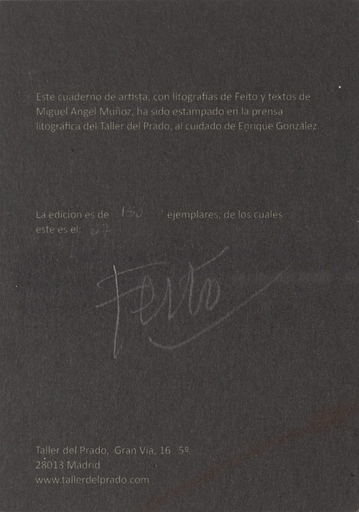 Textos y poemas, Luis Feito (contraportada)