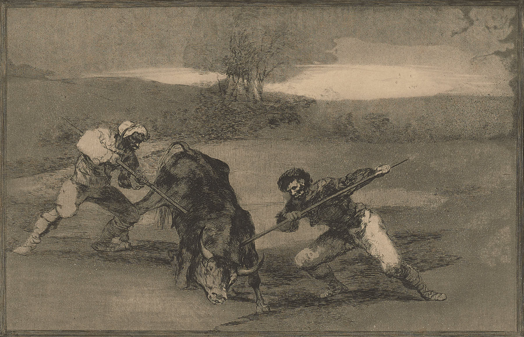 Otro modo de cazar á pie, Francisco de Goya