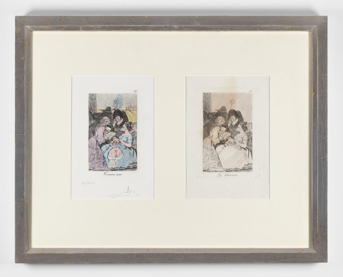 Ternera rosa y La filiación. Capricho Nº 57 (díptico), Salvador Dalí y Francisco de Goya