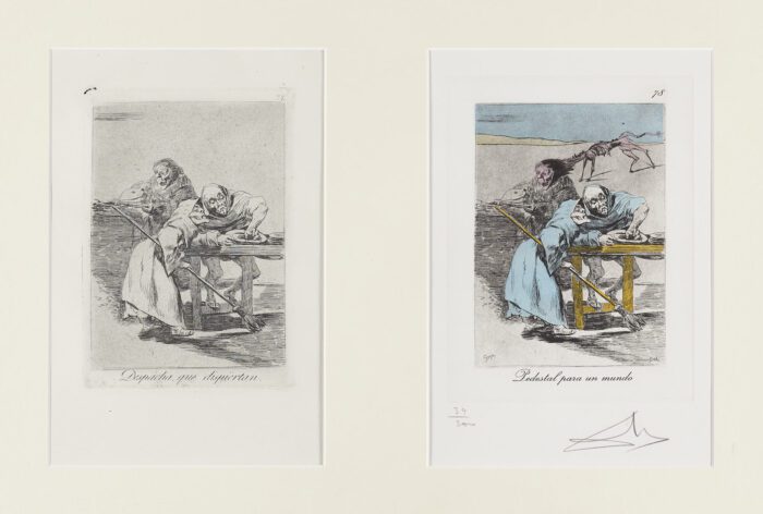Despacha que dispiertan y Pedestal para un mundo. Capricho Nº 78 (díptico), Salvador Dalí y Francisco de Goya
