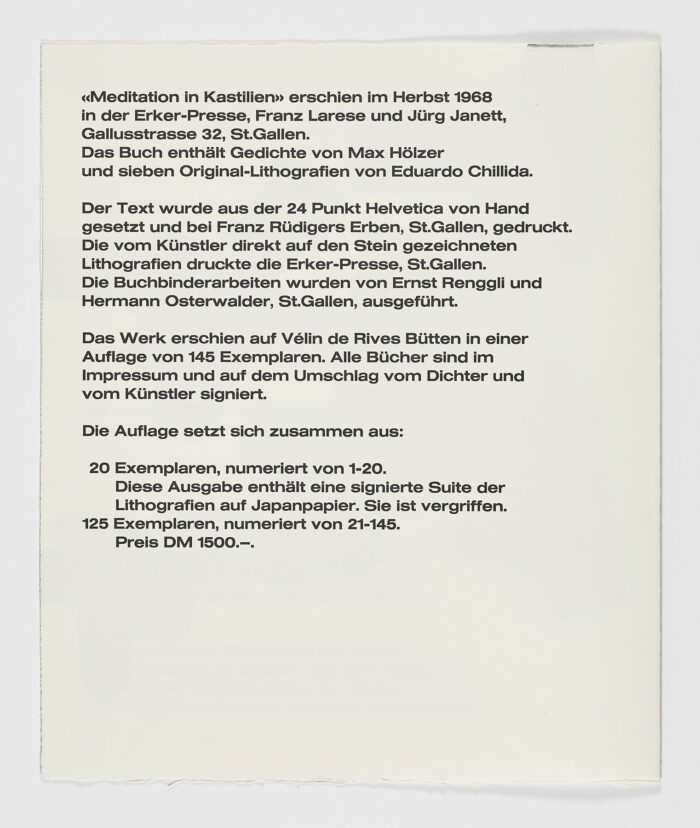 Max Hölzer: Meditation in Kastilien, 1968, Eduardo Chillida