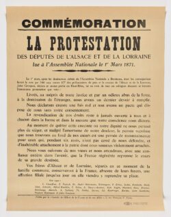 Commémoration - La protestation des députés de l'Alsace et de la Lorraine lue à l'Assemblée Nationale le 1er mars 1871, Autor desconocido