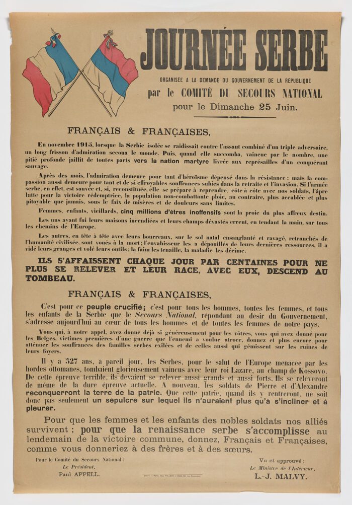 Journée Serbe Organisée par Le Comité du Secours National pour le Dimanche 25 Juin