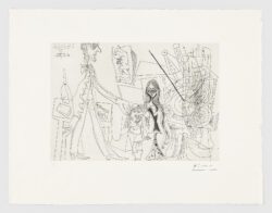 En el taller de grabado: Piero Crommelynck con su mujer y su hija (State II), Pablo Picasso