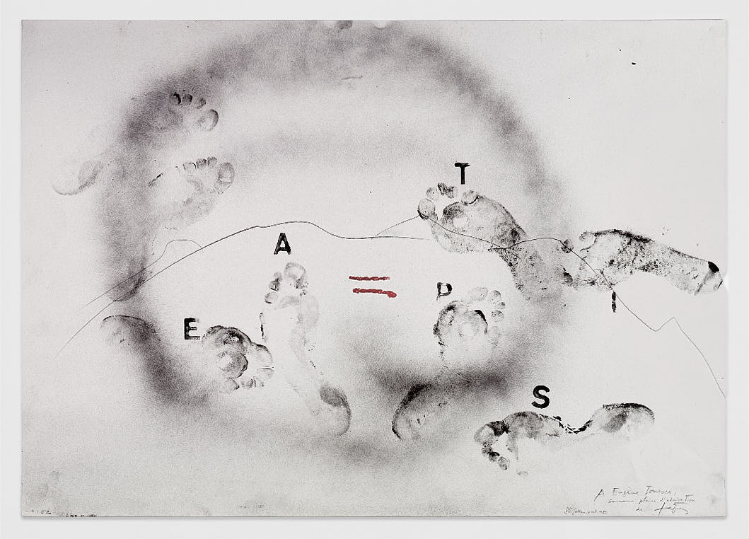 Cercle et empreintes de pieds, Antoni Tàpies