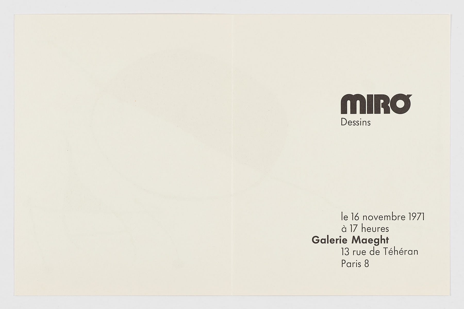 Invitación "Dessins á la galerie Maeght", Joan Miró