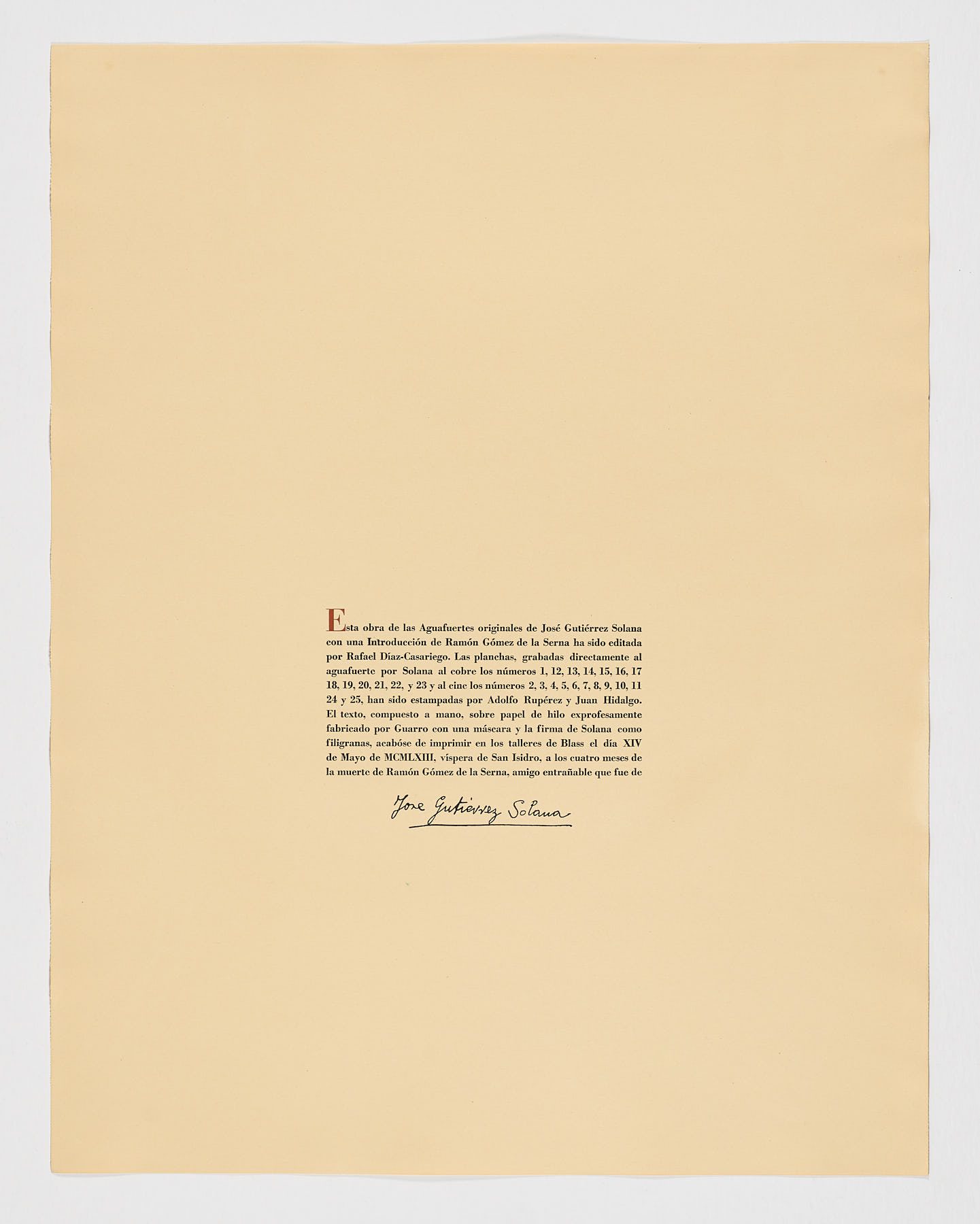 Aguafuertes. 1963-José Gutiérrez Solana-Ramón Gómez de la Serna