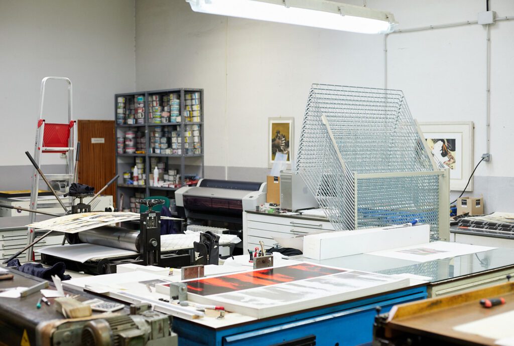 Tórculos, área de impresión, estampación y secado – Taller del Prado, Madrid