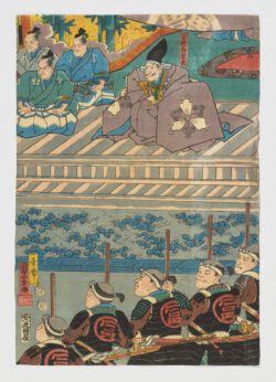 Kaga no kuni Ataka no seki ni Benkei shûjû no kinan o sukuu zu