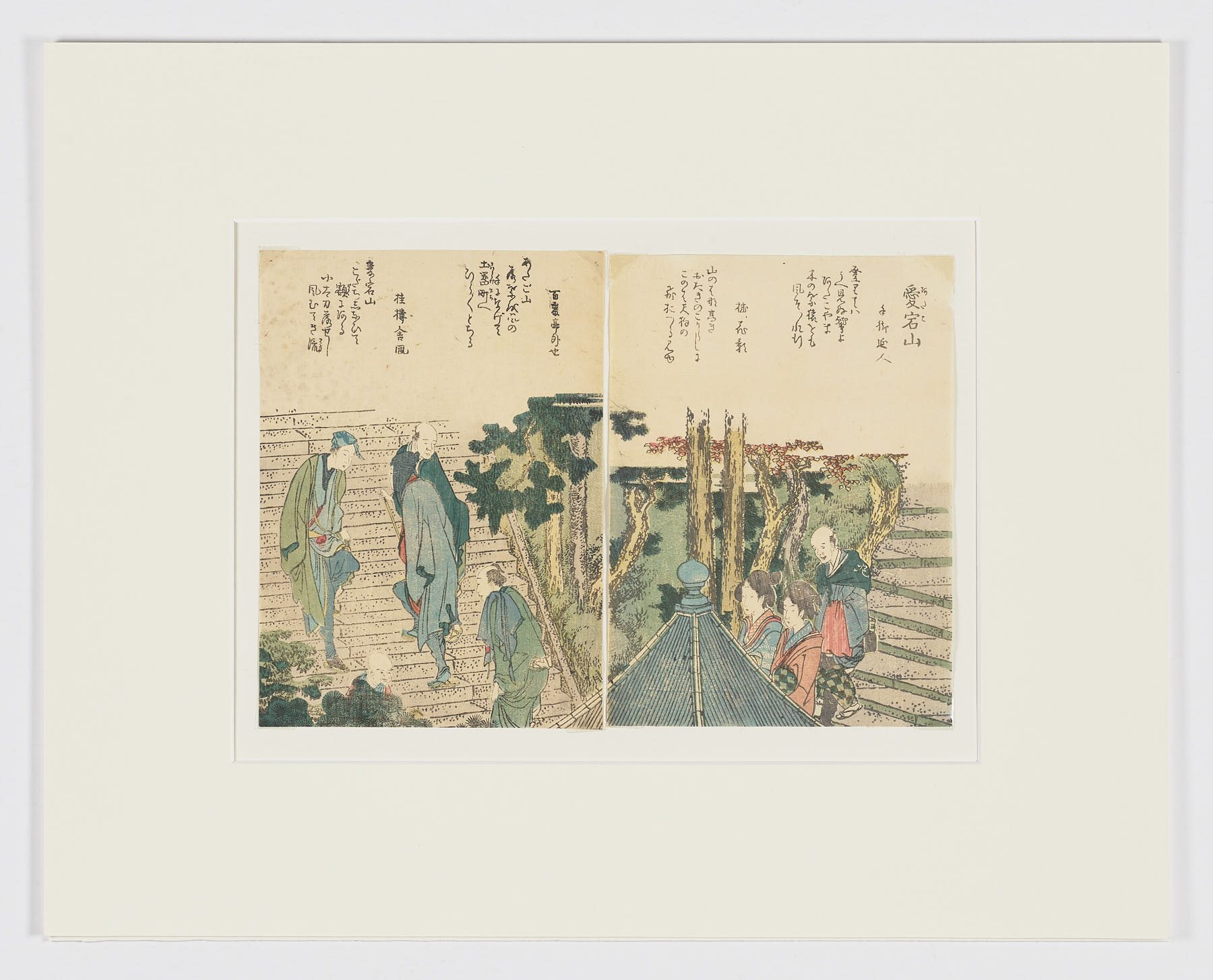 Figuras en las escaleras del templo, Katsushika Hokusai