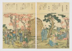 Mercado de fin de año en el templo de Asakusa, Katsushika Hokusai