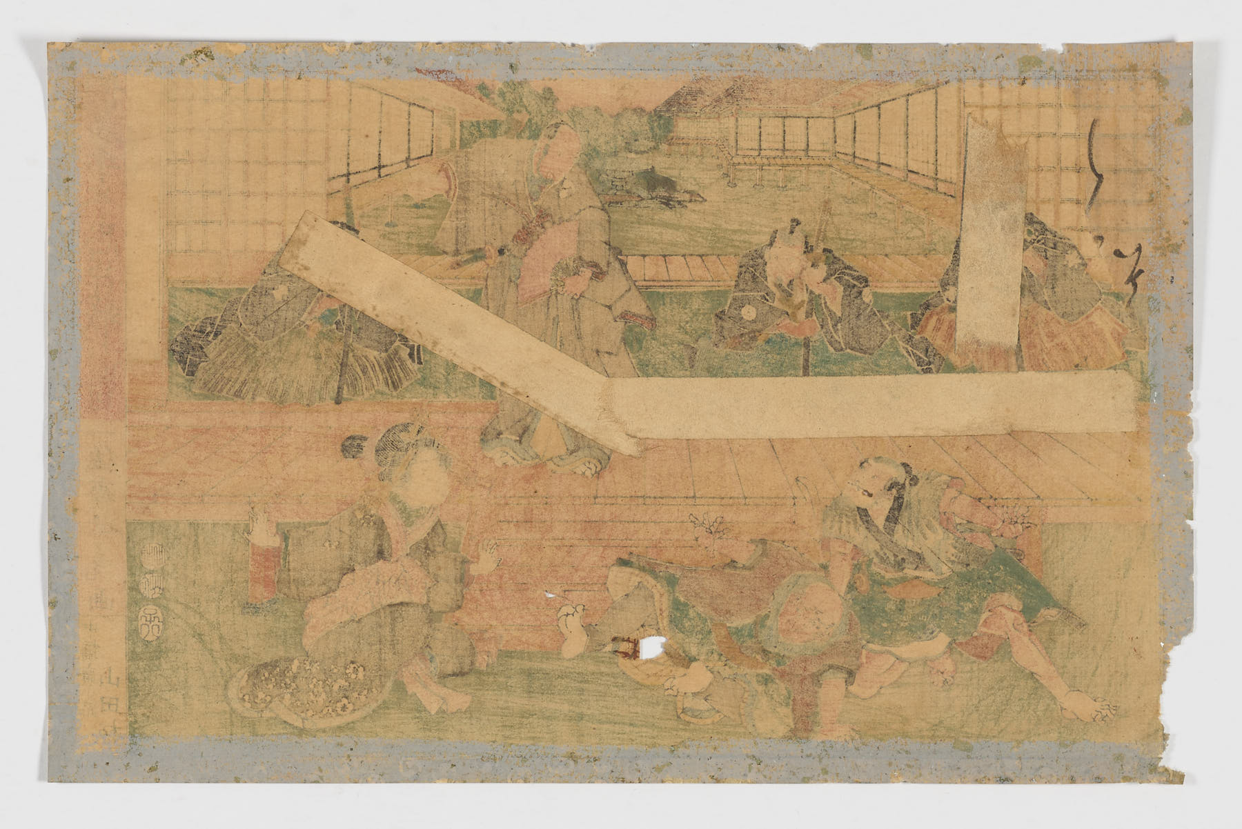 Los cuarenta y siete ronin: Acto VII. Oboshi cena con Kudayu, el espía de Moronao - Utagawa Yoshitora